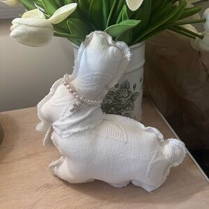 White Plush Bunny with Pearl Necklace